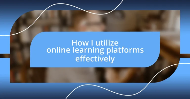 How I utilize online learning platforms effectively